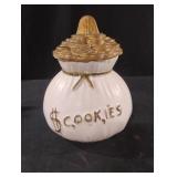 Vintage Terrace ceramic money bag cookie jar