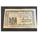 18 pence paper currency note issued by the Colony