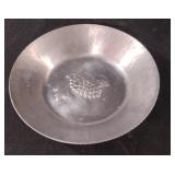 Vintage hammered aluminum bowl with grape design