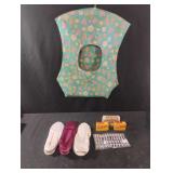 Clothes pins bag, ladies slippers, Bon Ami soap,