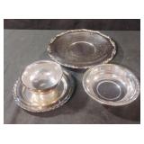 Silver plated trays and a bowl