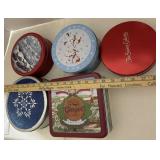 Assorted Christmas holiday tins set of five
