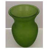 Green frosted vase good condition 8 inches tall
