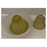 Three vintage glass shades for lamps 110 inch