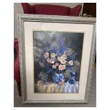 Pink and blue flowers print very good condition