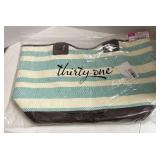 31 euro straw tote NewTurquoise stripe fabrics