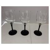Three wine glasses 7 1/2 inches tall