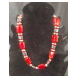Magnetic necklace with red colors