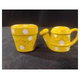 Vintage plastic watering can flowerpot Salt &