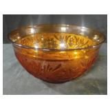 Vintage Anchor Hocking Amber Glass Bowl, Floral