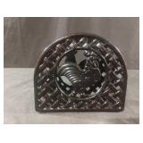 Cast iron rooster napkin holder