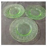 Vintage uranium salad plates. 3 total