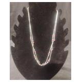 Silvertone purple beaded necklace