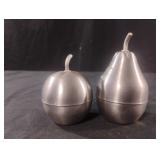 Vintage stainless steel apple and pear salt and