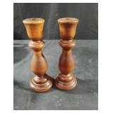 Vintage wood candlestick holders