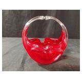 Murano Art Glass Hand Blown Sommerso Basket