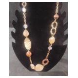 Beaded gold tone necklace