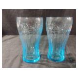 Coca-Cola blue colored glasses. Set of 2