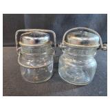 Antique 1893 FP Mason Jar Wire Side Salt & Pepper