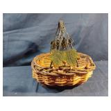 Basket with metal handle