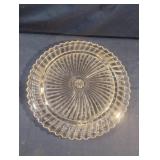 Vintage glass cake stand, Hazel Atlas Ball & Rib