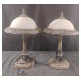 Brass colored set of 2 table lamps. Both work
