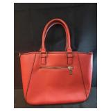 Red G.H. Bass & Co. pebbled leather large satchel