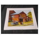 Vintage Coca-Cola print of a red barn antique