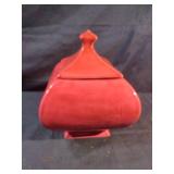 Asian style ceramic pedestal dish with lid