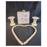 Candle pedestals, beaded heart, home decor
