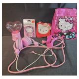 Hello kitty bags, pink headphones, hello kitty