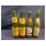 Vintage Mellow Yellow and 7-Up 10 fl oz green