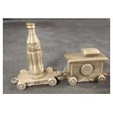Vintage Coca-Cola pewter miniature train cars
