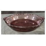 Vintage PYREX Cranberry Glass Fluted Pie