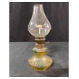 Vintage mini oil lamp with yellow and green
