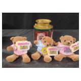 Metal bear tin can with miniature bears