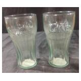 Coca-Cola green colored glasses. Set of 2