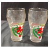 Vintage 1996 Christmas Coca-Cola glasses. Set of