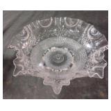 Vintage pressed glass pedestal clear bowl with