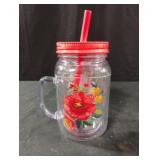 The Pioneer Woman Delaney 16oz Mason Jar Mug Red