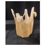 Murano-style hand blown peachy glass vase.
