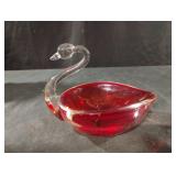 Vintage Murano-style glass swan candy dish
