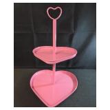 Pink Metal heart two teir tray 10' wide 14' tall