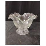 Indiana Glass Teardrop Clear Crimped Bowl
