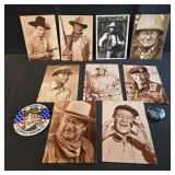 John Wayne photo postcards and buttons,