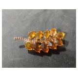 Vintage gold tone and yellow brooch