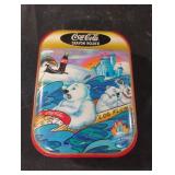 Vintage Coca-Cola metal tin can crayon holder