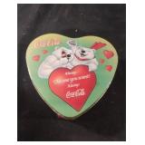 Vintage Coca-Cola metal tin can Valentines heart