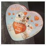 Vintage Coca-Cola metal tin can Valentines heart