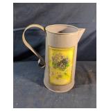 Metal tin can water pitcher "Violets" artwork by